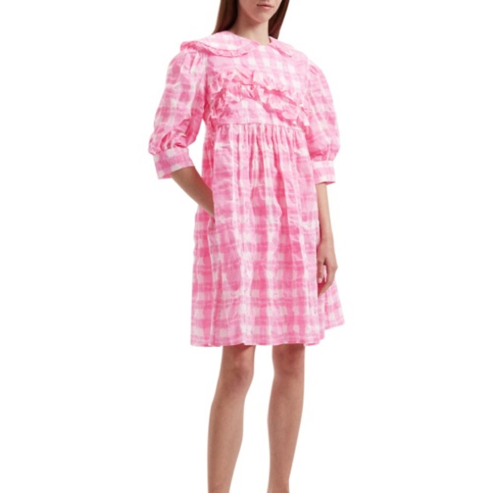 VIVETTA TIE-DYE CHECK RUFFLED Mini DRESS Cottagecore Size 44/ US S-M